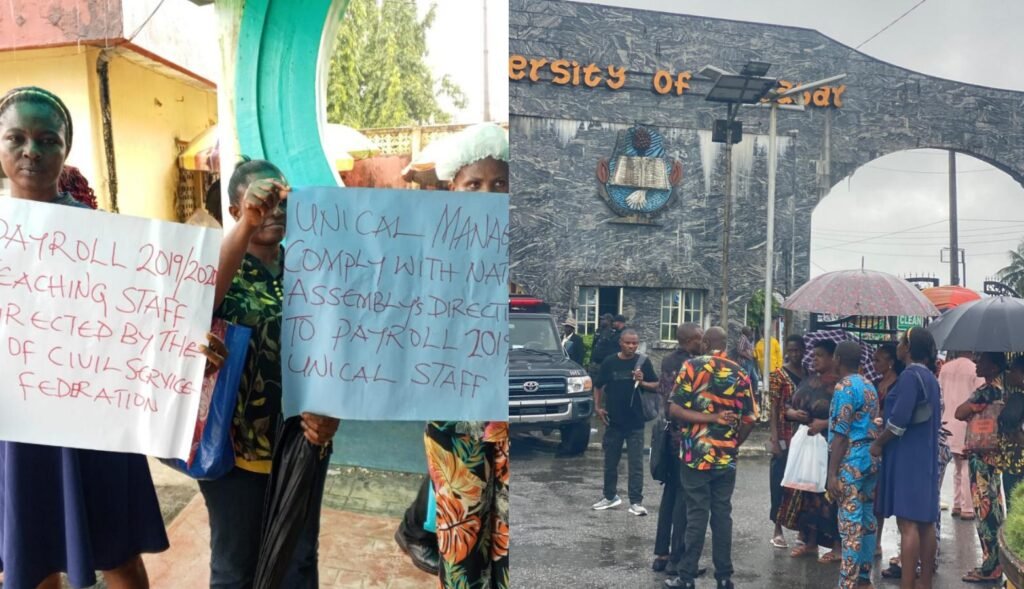 Protest erupts at UNICAL as Management ignores National Assembly, Head of Service directives to payroll 266 workers